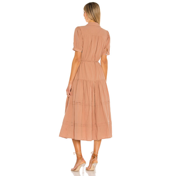 Cleobella Maxi Dress Small Tan Button-Up Short Sleeve Shirtdress Revolve - Picture 5 of 15